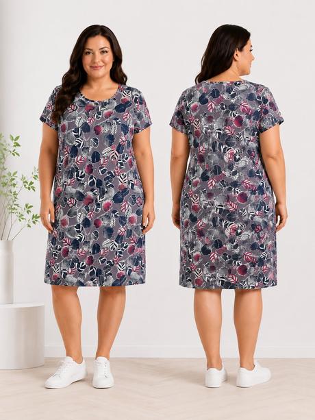Dámske šaty s listovým vzorom pre moletky, 4xl - xxxl