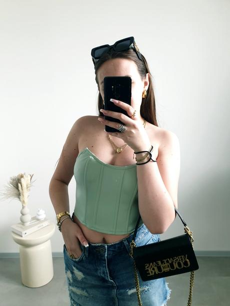 Koženkový top m/l, m