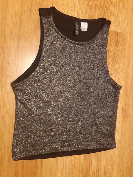 Trblietavý crop top, h&m,xs