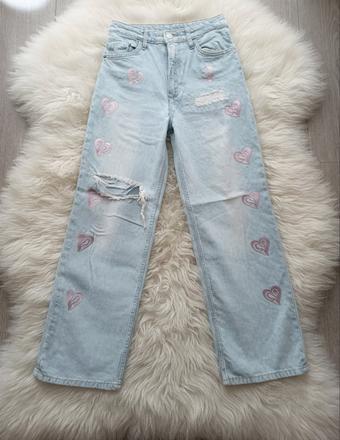 Dievčenské široké džínsy, h&m,146