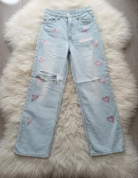 Dievčenské široké džínsy, h&m,146