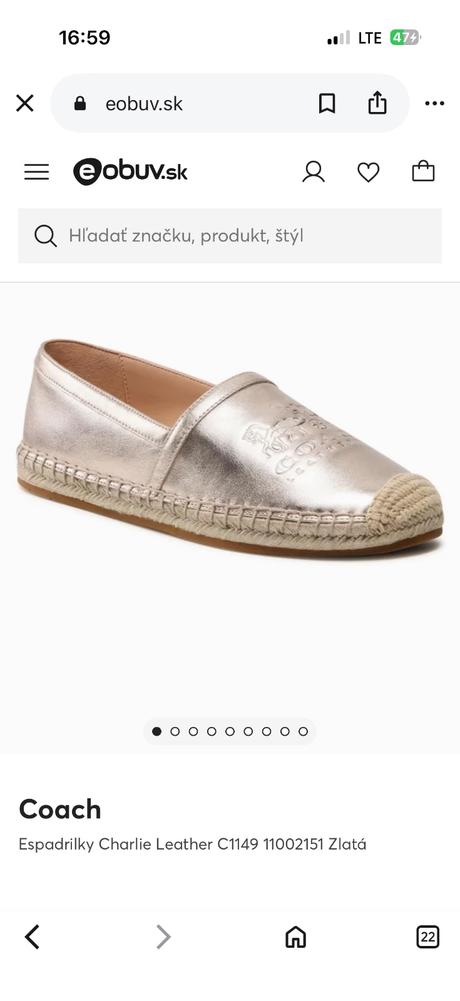 Coach luxusne znackove espadrilky zlate kozene 38, 38