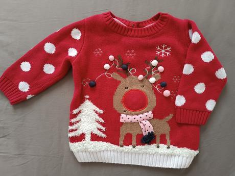 Vianočný/zimny svetrík so sobikom, f&f,68
