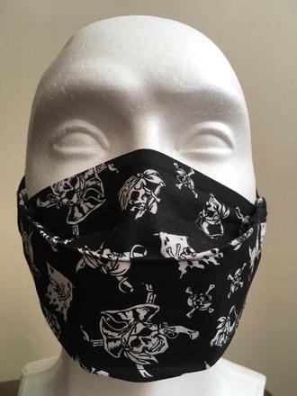 Dvojvrstvové bavlnené chlapčenské rúško s pirátmi,