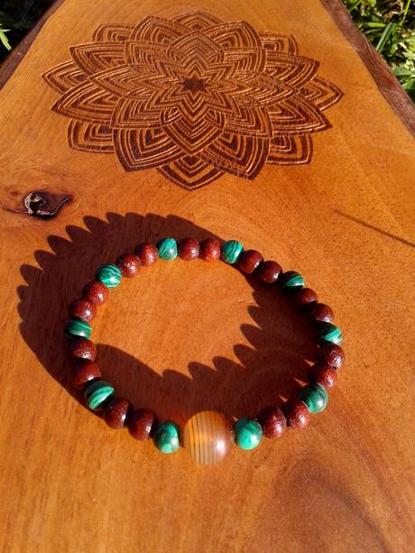 Energetický náramok malachit/achát,