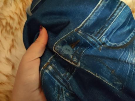 Hrubé elastické legíny imitácia rifloviny, s