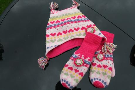 Zimná čiapka a rukavice, h&m,122