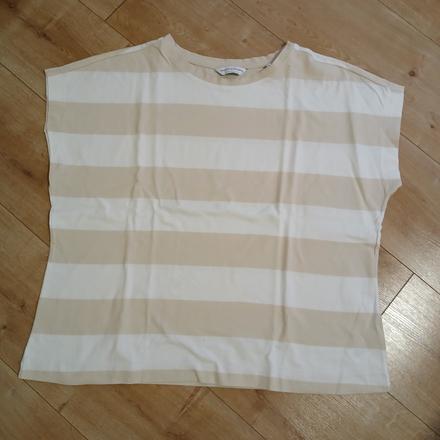 Béžovo-biele pásikavé tričko, tchibo,46