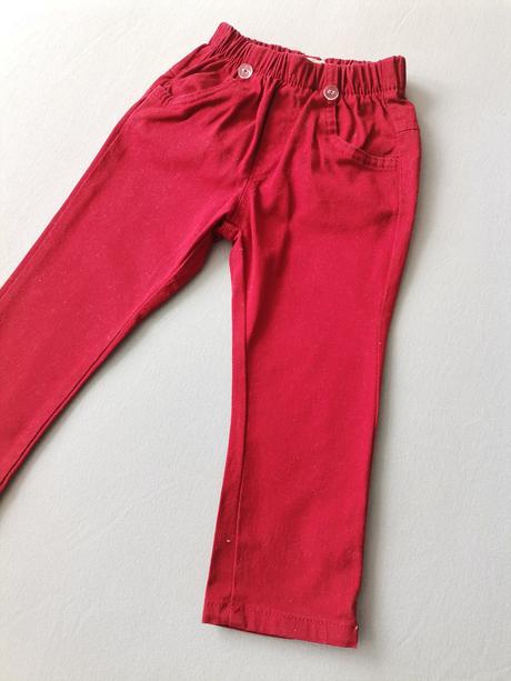 Červené nohavice s trakmi 80-86, 80