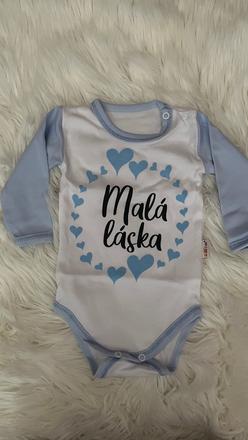Body dl.rukáv, malá láska - biela a modrá, 68