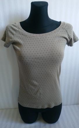 Dámsky hnedý top s bodkami, basic, s
