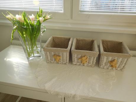 Košík prútený 3 kusy, bavlnené vnútro, 