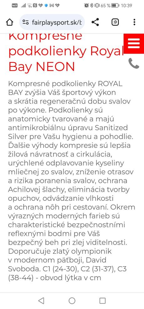 Kompresne bežecké podkolienky 36-38, 36