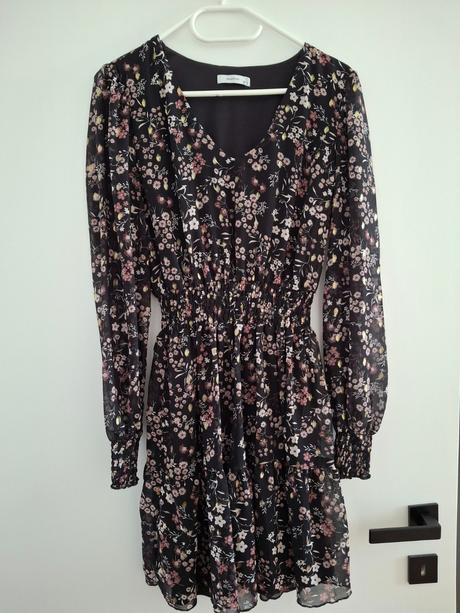 Cierne saty s drobnym vzorom, mohito,38