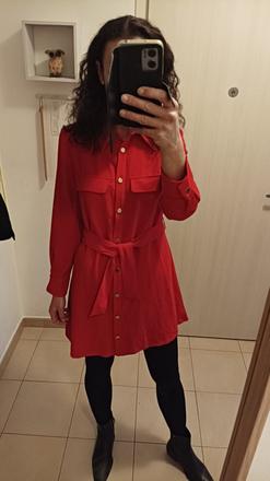 Krásne červené košeľové šaty zara m, zara,m