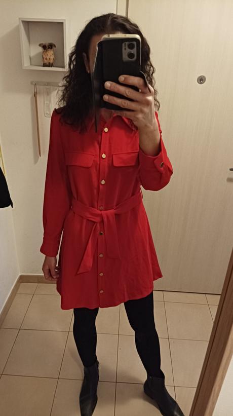 Krásne červené košeľové šaty zara m, zara,m