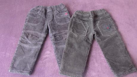 Zateplené menčestráky pre dvojičky, 92