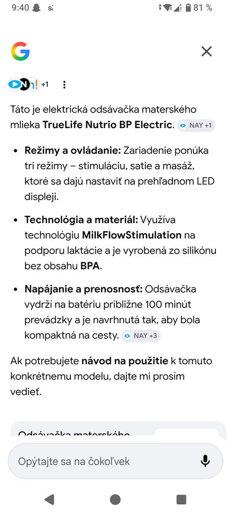 Odsávačka mlieka truelife elektrická,