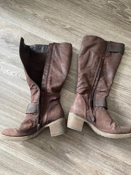 Hnedé dámske čižmy na podpätku, graceland,37
