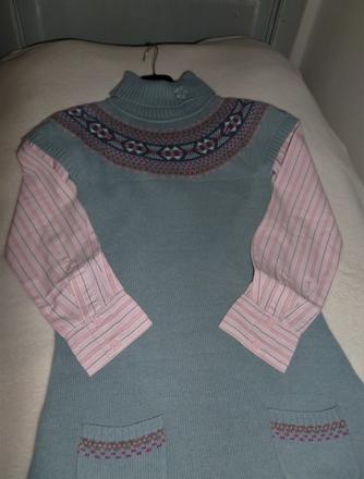 Pásikavá blúza + vestičkošaty, 146