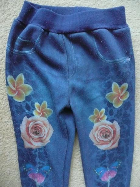 Dievčenské teplé nohavice s kvietkami, 146