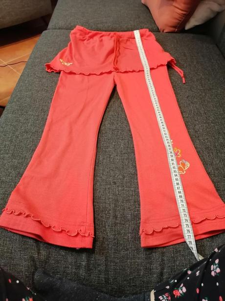Červené nohavice s imitáciou sukne, veľ. 128, 128