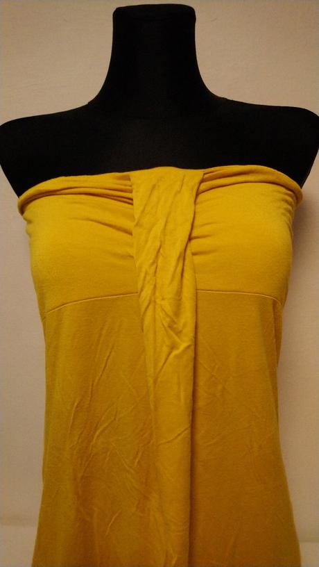 Dámsky žltý elastický top bez ramienok, amisu, amisu,xl