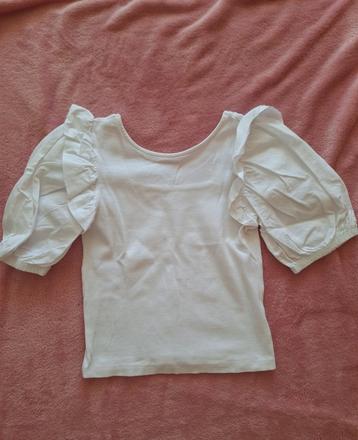 Biele tričko s volánikmi, zara,134