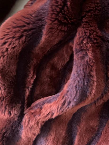 Helena vera kožušinový kabát elegantný vínový, xxl