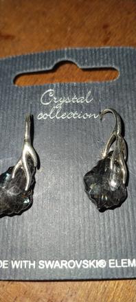 Náušnice kryštál tmavší, skúšané, 