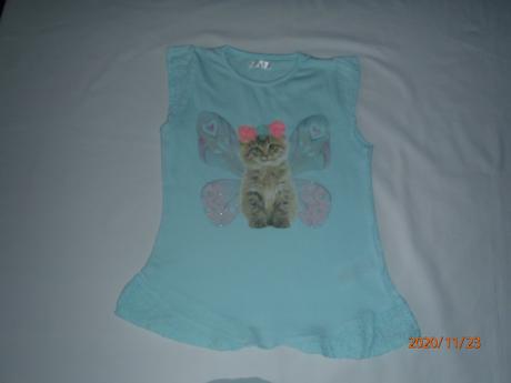 Bledozelené tričko s mačičkou, pepco,110