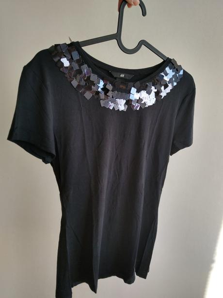 Kratke tricko s flitrami, h&m,s