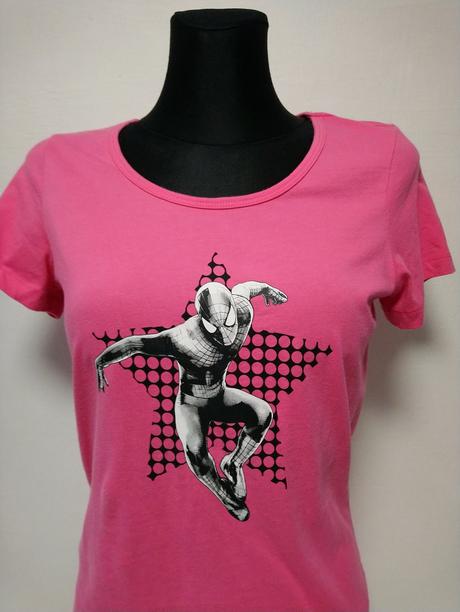 Dámsky sýto ružový bavlnený top, spidermane, m