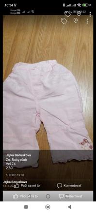 Nohavice, baby club,74