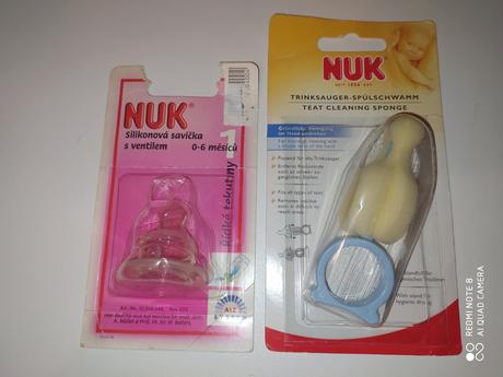 Cumlíky nuk (latex aj silikon),  čistiaca hubka, nuk