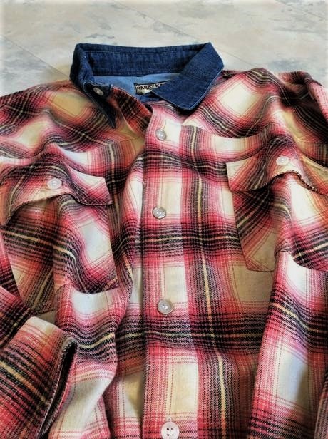 Flanelová košeľa s riflovým golierom, l