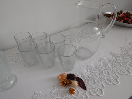 Jenské sklo, poháre sklenené+karafa, poháre na čaj,