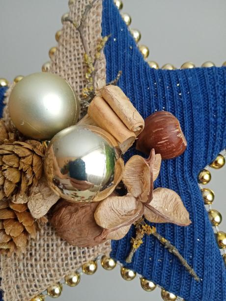 Vianočná hviezda - modrozlatá, 