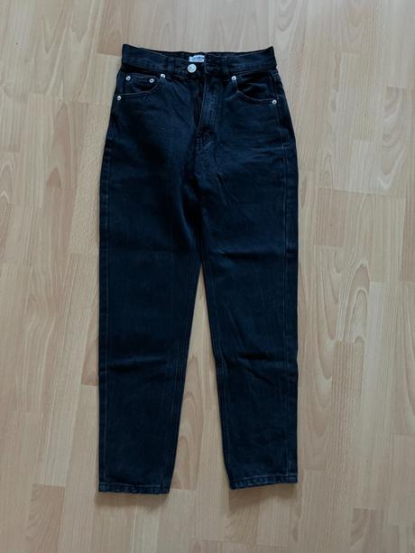 Čierne high-waist nohavice pull&bear, pull&bear,34