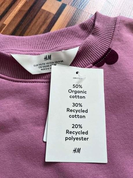 V. 110/116 h&m nová bavlnená mikinka so srdiečkami, h&m,110 / 116