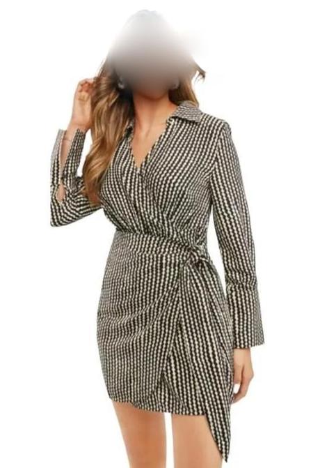 Štýlové zavinovacie šaty s geometrickým vzorom, h&m,l