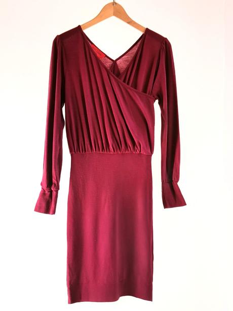 Elegantné merino šaty vo farbe bordó, 34 / 35 / 36 / 37 / 38