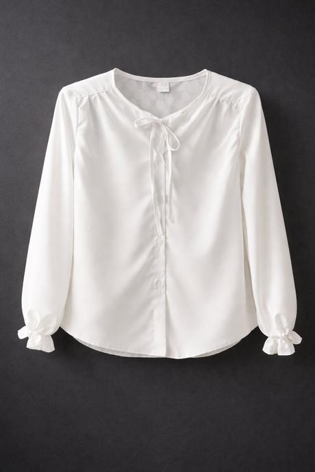 Dievčenská elegantná blúzka s viazaním  biela, 128 / 134 / 146 / 152 / 158