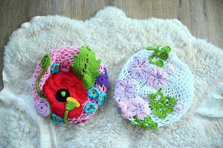 Háčkované baretky 2x, 128