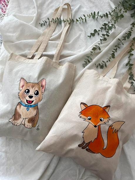 Plátené, ručne maľované tašky, 