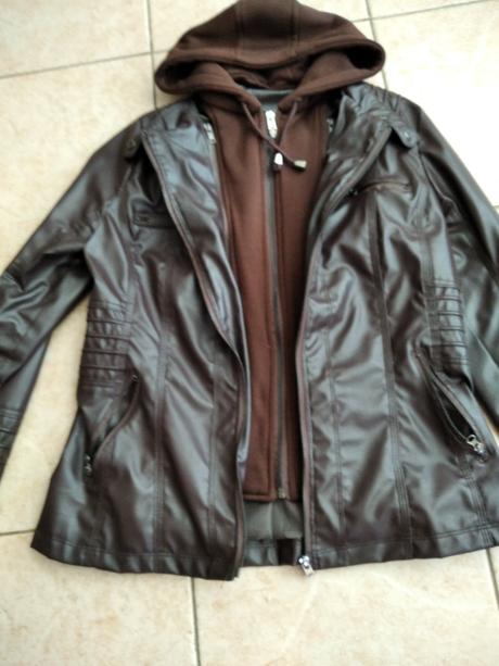 Hnedá koženková bunda, l