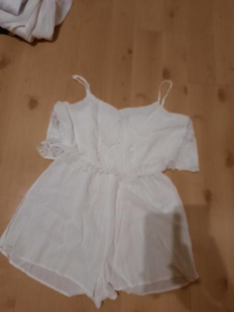 Letny biely overal na ramienka, h&m,36