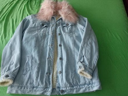 Zateplená rifľová bunda s kožušinou, m