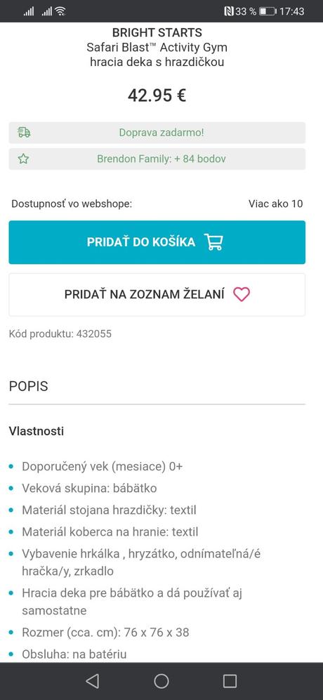 Bright starts hracia deka s hrazdičkou, 