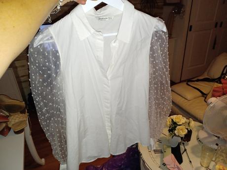 Bluzka s transparentným rukavmi, stradivarius,s